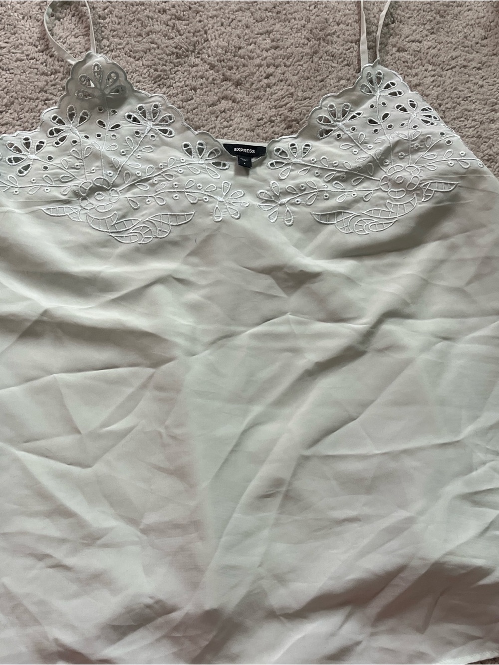 Express Cream Eyelet Lace Trim Camisole
